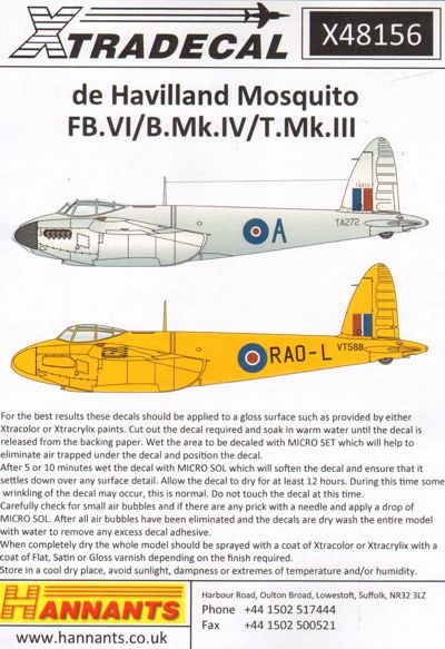 De Havilland Mosquito T.Mk.III, B.Mk.IV, FB.Mk.VI X48156