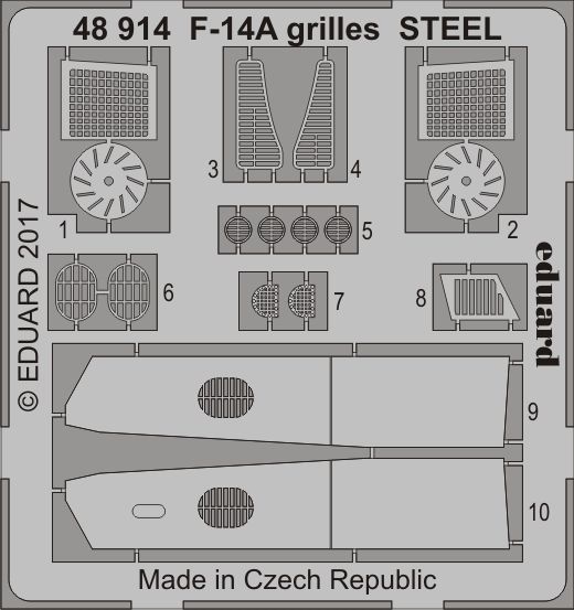 Detailset F14A Tomcat grilles -Steel- (Tamiya) E48-914