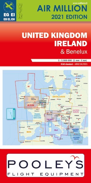 United Kingdom, Ireland and Benelux: VFR Chart UK, Ireland and Benelux Air Million 2021 (includes Netherlands Airspace) 3760249830321