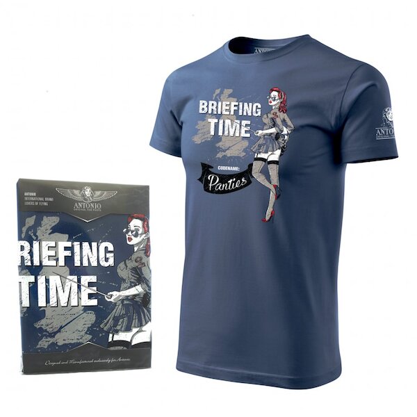T-Shirt with pin-up nose art BRIEFING TIME  
