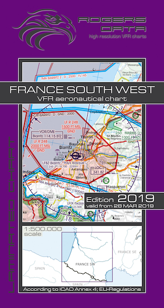 VFR aeronautical chart France Southwest 2019 ROGERS-FR-SW