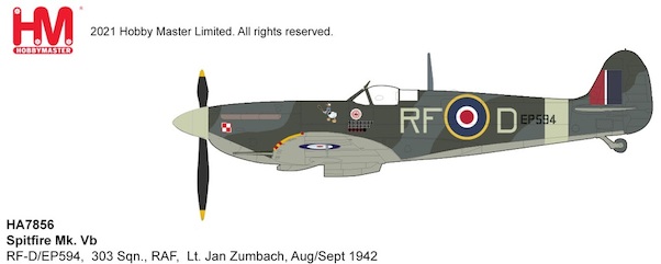 Spitfire Vb, RF-D/EP594, 303 Sqn., RAF, Lt. Jan Zumbach, Aug/Sept 1942 HA7856