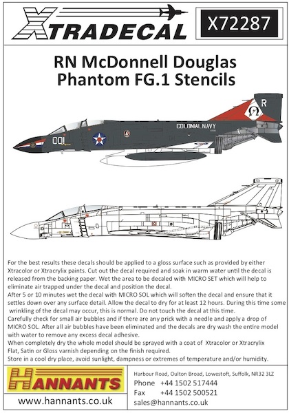 McDonnell-Douglas Phantom FG1 Royal Navy stencil data Part 1 X72287