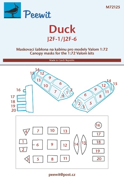 Grumman J2F-1/J2F-6 Duck canopy masking (Valom) M72125