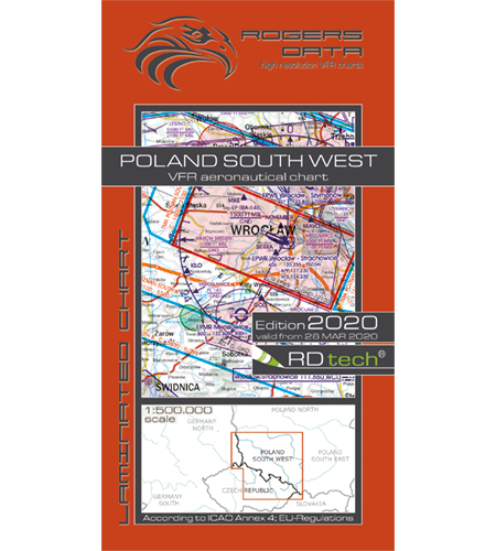 VFR aeronautical chart Poland South West 2020 ROGERS-POL-SW