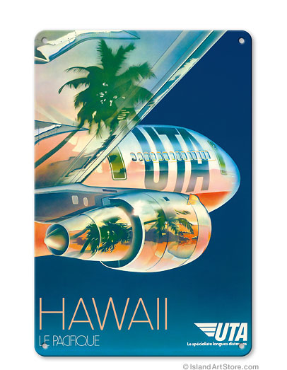 Union de Transports Aeriens (UTA) - Hawaii Le Pacifique (The Pacific) Vintage metal poster metal sign MTSA1717