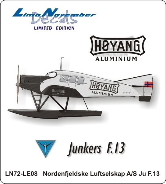 Junkers F13 on Floats (Hoyang Aluminium Nordenfjeldske Luftselskap AS) LN72-LE08