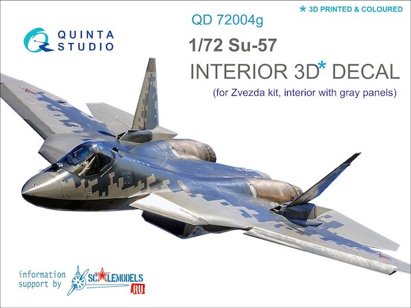 Sukhoi Su57 Interior 3D Decal for Zvezda (Grey) QD72004G