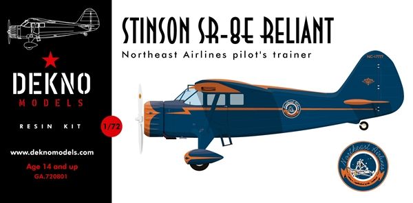 Stinson SR-8E Reliant Northeast Airlines pilot trainer. GA.720801