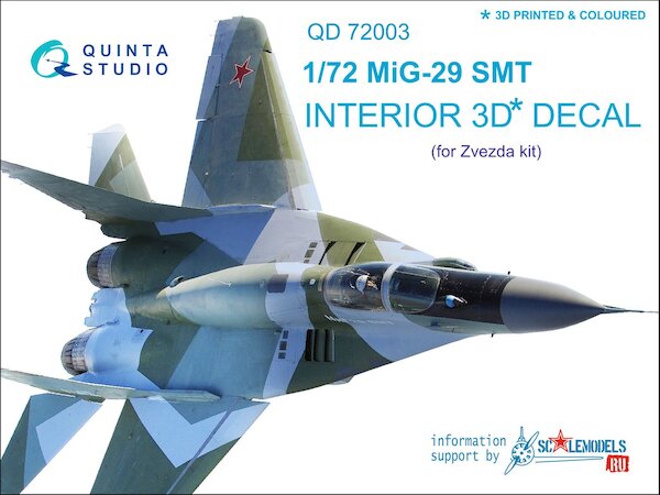 Mikoyan Mig29SMT Interior 3D Decal for Zvezda QD72003
