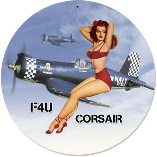 Corsair Pin-up Round Metal Sign - pinup PTS-V600