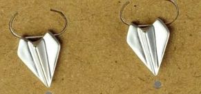 Silver plated matte Paper airplane pair of stud earrings EAR3289-S
