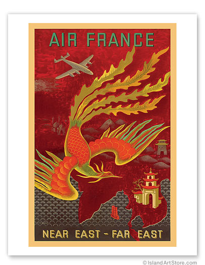 Aviation - Near East Far East - Lockheed Constellation flying to India China and Japan Vintage metal poster MTSA3172