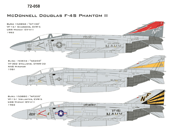 OOP F-4S PHANTOM CAM DECAL VF-302 32-054 Stallions 1/32 SCALE 