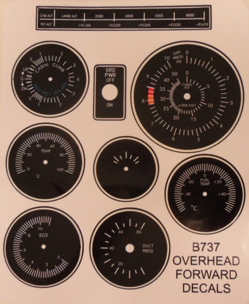 B737 FWD's Overhead stickers. DEC73-6