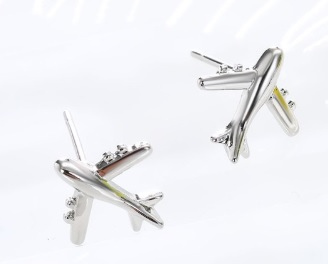 Polished Plane Shape Stud Earrings PIN SILVER-4