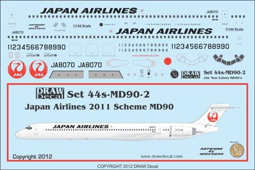 Mc Donnell Douglas MD90 (Japan Airlines 2011 colours) 44-MD90-2