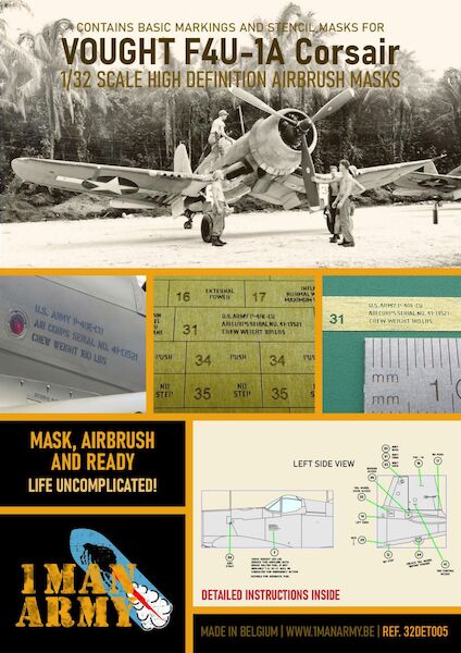 Vought F4U-1A Corsair High Definition Airbrush Masking 32DET005