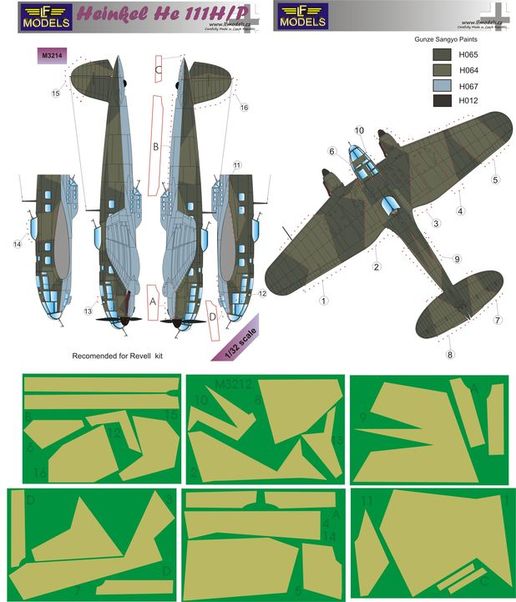 Heinkel He111H/P Camouflage Painting Mask (Revell) LFM3214