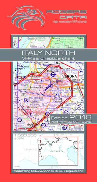 VFR aeronautical chart Italy North 2018 ROGERS-ITALY-N