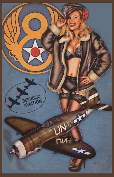 Pin up Pilot with P47 28487 metal poster SM0013
