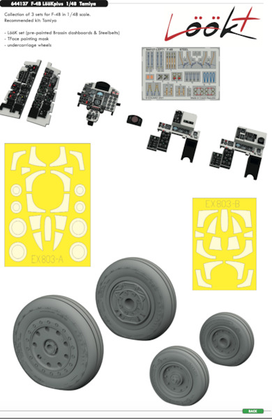 F4B Phantom Löök + Instrument Panel and seatbelts, Wheels and TFace Mask (Tamiya) E644137