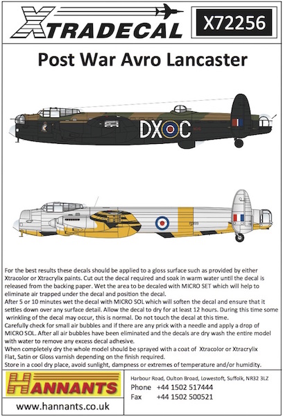Post War Avro Lancaster 1946 - 1950 X72256