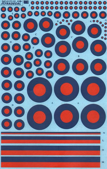 RAF Post War Red/Blue Tactical Roundels and fin flashes X72165