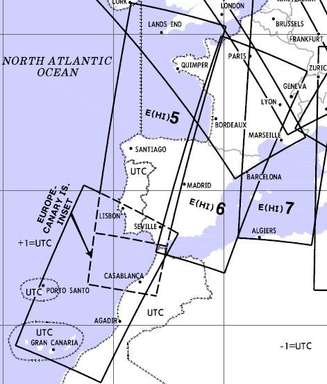 High Altitude Enroute Chart Europe HI 5/6: France, Spain, Portugal, Canary Islands E-HI-5-6
