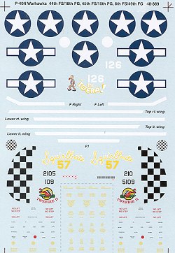 48-889 Curtiss P40N/M Warhawk (48FIS, 44FIS, 8FS) 48-889