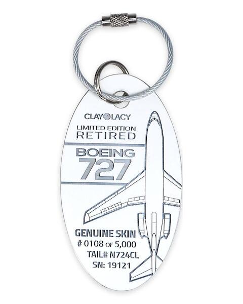 Keychain made of real aircraft skin: Boeing 727 Y2K
