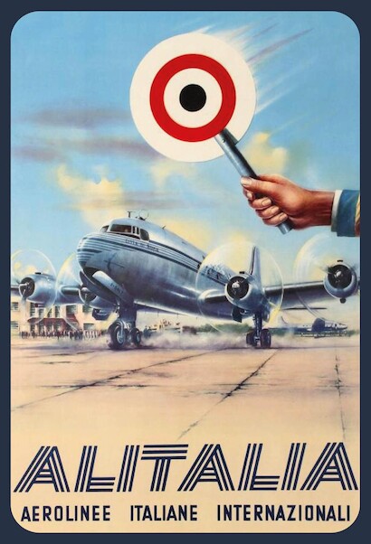 Alitalia - Aerolinee Italiane Internaziolani DC-4 Skymaster Vintage metal poster metal sign AV0009