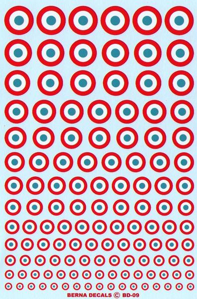 French roundels Armée de l'air 1935-40 diameter from 4 to 16 mm bd09