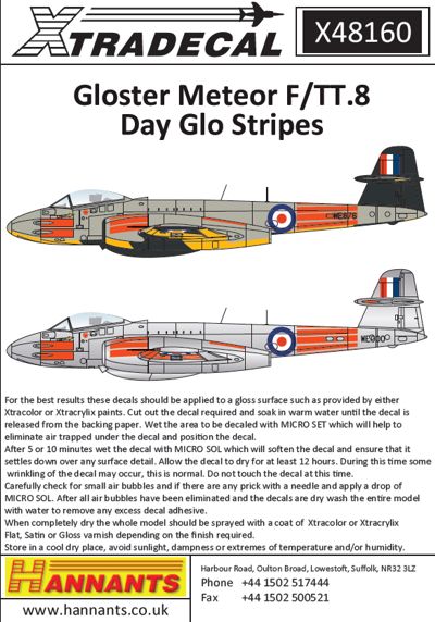 Gloster Meteor F(TT).Mk.8 Day Glo Stripes X48160