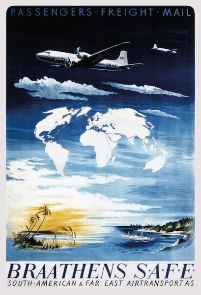 Braathens SAFE South American & Far East Airtransport AS Vintage metal poster metal sign  AV0017