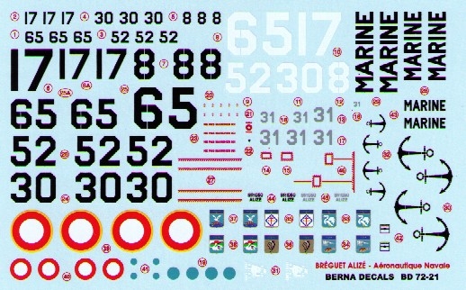 Bréguet Alizé (Aeronavale Flotille 4F, 6F, 9F, 3S, 10S, 59S (7 décorations) bd72-21