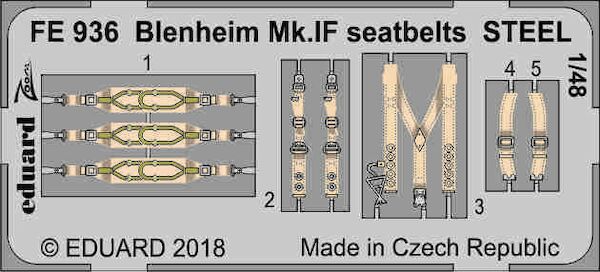 Detailset Bristol Blenheim MK1F Seatbelts -steel- (Airfix) FE936