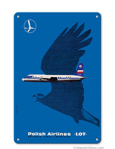 Crane in Flight - Polish Airlines LOT Vintage metal poster metal sign MTSA4459
