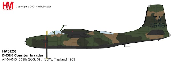 Douglas B26K Counter Invader AF64-646, 609th SOS, 59th SOW, Thailand 1969 HA3226