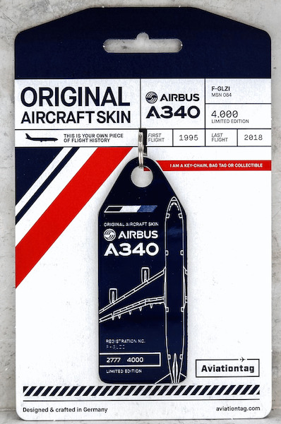Keychain made of real aircraft skin: Airbus A340 Air France F-GLZI (blue) F-GLZI blue