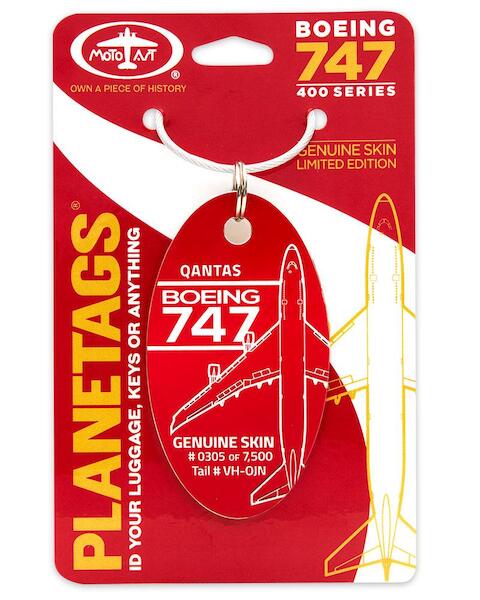 Keychain made of real aircraft skin: Boeing 747-400 Qantas VH-OJN Red B747 QF RED
