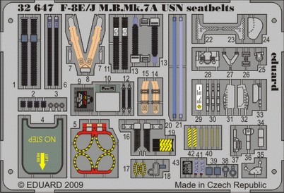 Detailset Vought F8E/J Crusader US Navy Martin Baker MK7A Seatbelts (Trumpeter) E32-647