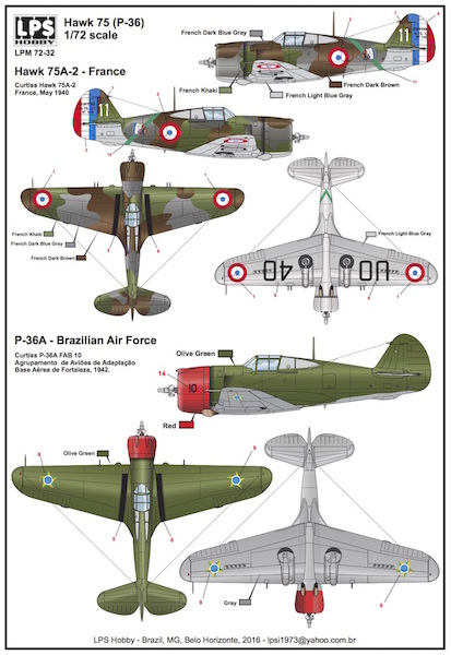 Curtiss Hawk 75A-2 (French AF) P36A (Brazilian Air Force) LPM72-32