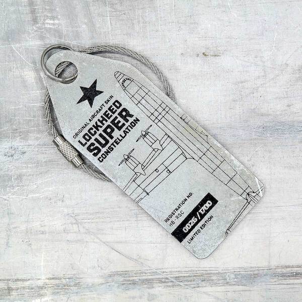 Keychain made of real aircraft skin: Lockheed L-1049 Super Constellation HB-RSC Breitling HB-RSC
