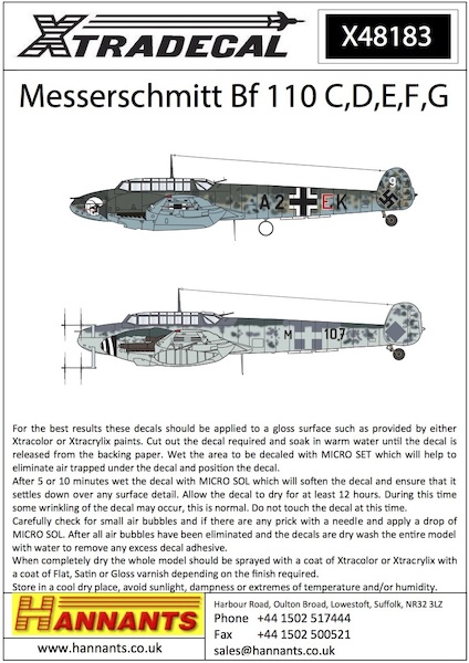 Messerschmitt Bf-110C/Bf-110D/Bf-110E/Bf-110F/Bf-110G (9) X48183