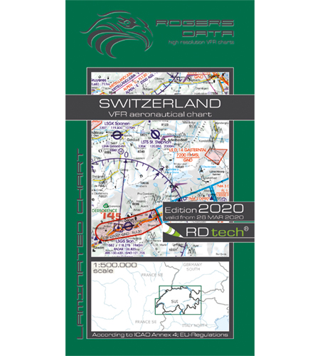 VFR aeronautical chart Switzerland 2020 ROGERS-SWISS