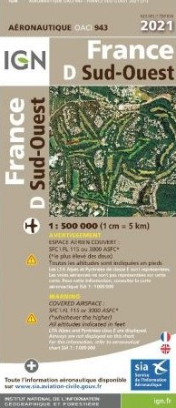 ICAO chart France 943 South West (Sud-Ouest) Edition 2021 IGN-943