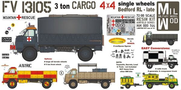 FV13105 3ton Cargo, 4x4, Bedford RL with winch incl. figures and Equipment MM000-144