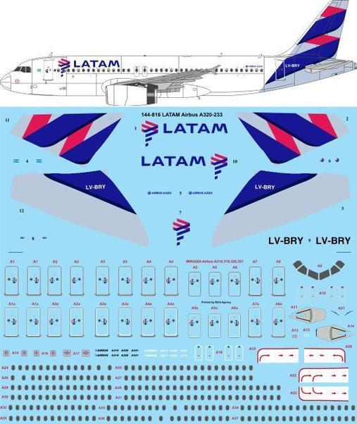 Airbus A320 200 Latam Two Six Decals 144 816