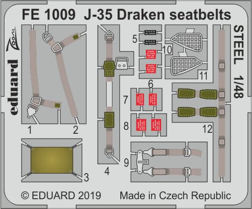 Detailset Saab J35 Draken Seatbetls (Hasegawa) FE1009
